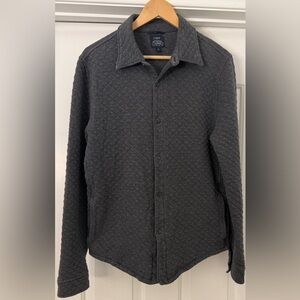 J.Crew Authentic Fleece Quilted Shirt Jacket Mens Small Gray Button Up Shacket